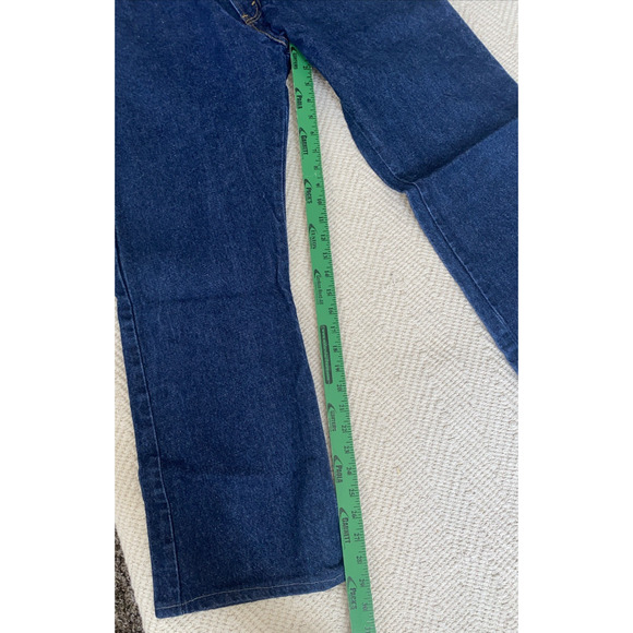 Levis 517 Jeans Men Boot Cut Blue Dark Wash Denim Cotton 35x30 Hemmed Leg 28" - Picture 8 of 11